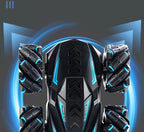 2.4G remote control car, electric stunt car, drifting car, spray function, kids toy car, double-sided stunt car, watch remote control, outdoor RC toy, rechargeable toy car - black and blue - Size Dual-control