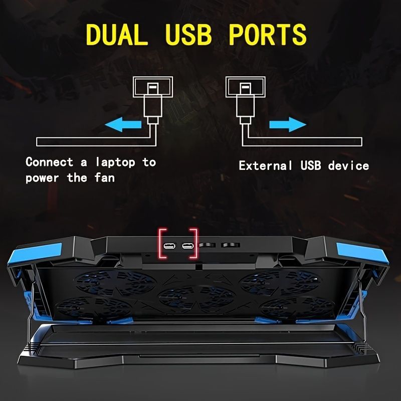 Laptop Cooling Pad Five-Core Cooling Foldable Stand Adjustable Stand Laptop - Red - Size Universal