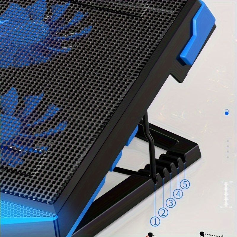 Laptop Cooling Pad Five-Core Cooling Foldable Stand Adjustable Stand Laptop - Red - Size Universal