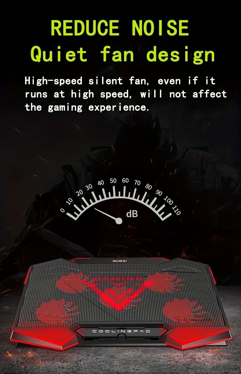 Laptop Cooling Pad Five-Core Cooling Foldable Stand Adjustable Stand Laptop - Red - Size Universal