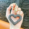 red heart keychain, hollowed-out clay keychain, full diamond keychain, car key accessory, women's fashion accessory, Australian fashion, gift for her, sparkly keychain, clay keyring - Black - Size Simple buckle