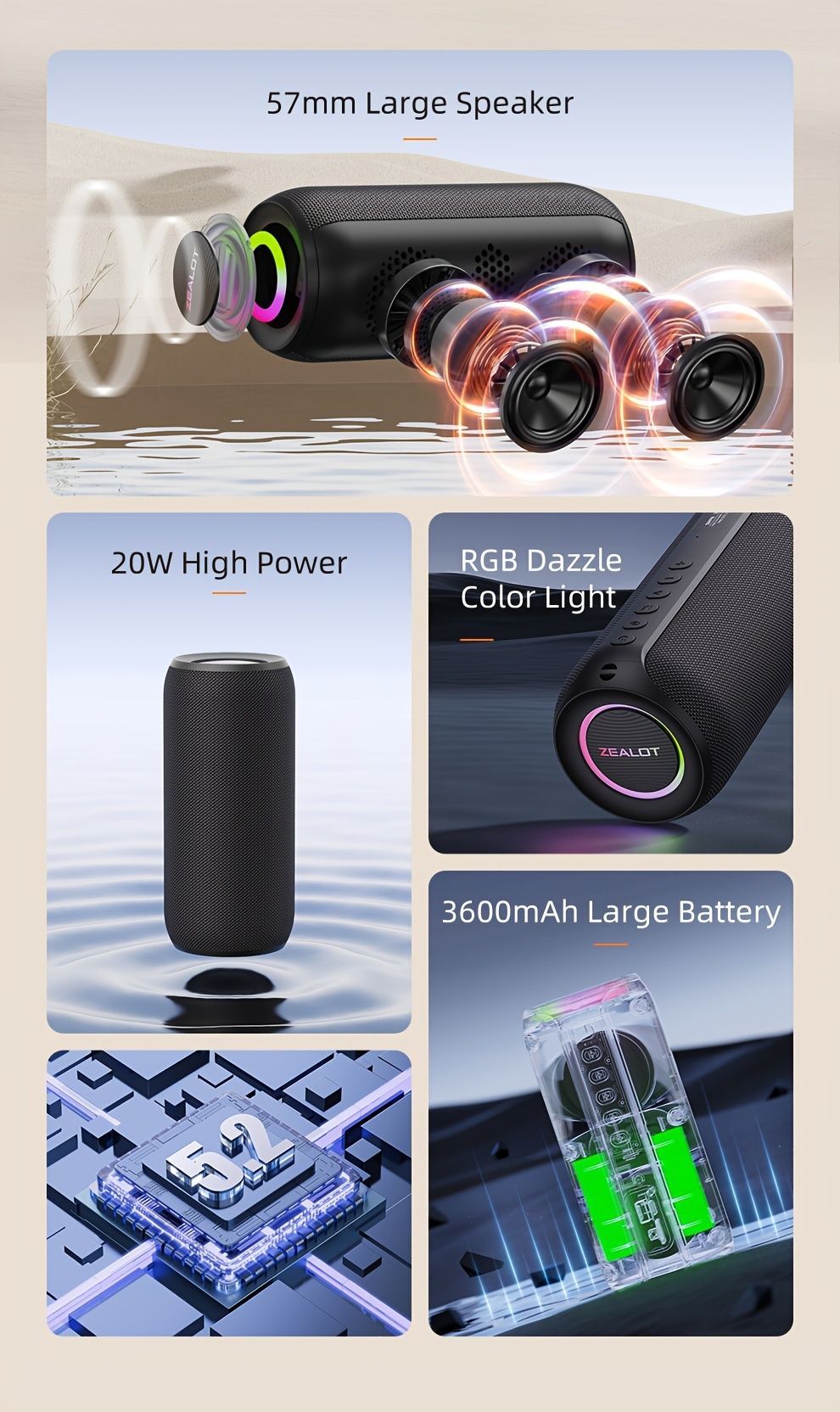 wireless bluetooth speaker, portable speaker, outdoor speaker, waterproof speaker, RGB light speaker, bass heavy speaker, camping speaker, beach speaker, Australia outdoor audio - Black - Size IPX7