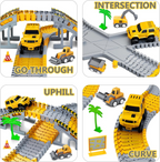 343 track-building sets, track-course - STEM learning toys, construction vehicles (concrete mixers, dump trucks), Track-birthday/Christmas gifts for boys - Developing motor skills and creativity - Compatible with the major