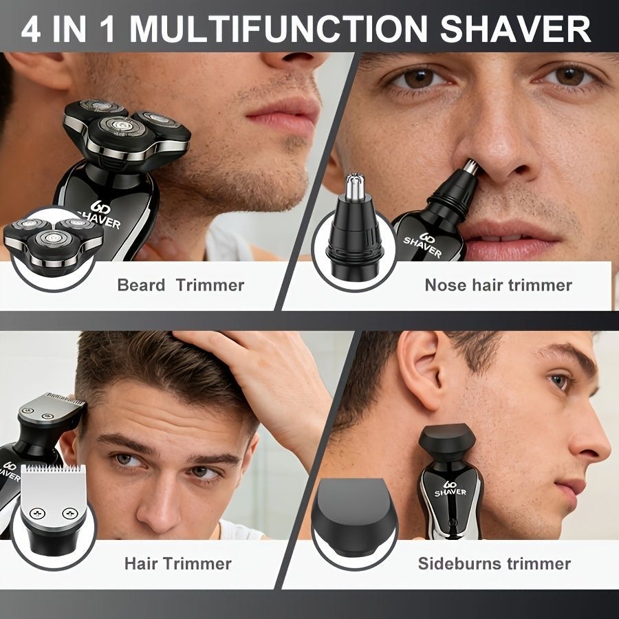 Men'S Electric Shaver 4-In-1 Shaver Multifunctional Shaver USB Charging Shaver - Black - Size 1168
