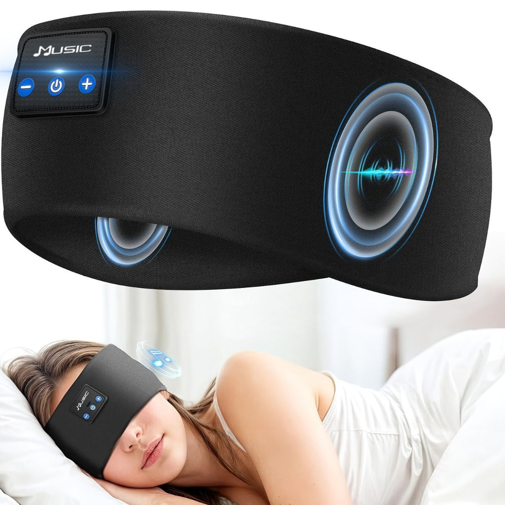 Wireless Sleep Headphones Headband Headphones Music Eye Mask Side Sleeper - Blue - Size 001