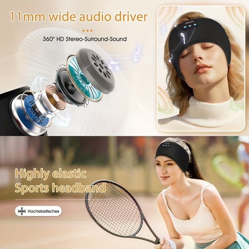 Wireless Sleep Headphones Headband Headphones Music Eye Mask Side Sleeper - Blue - Size 001