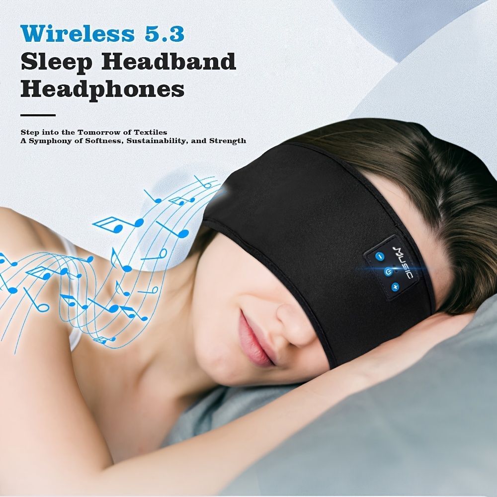 Wireless Sleep Headphones Headband Headphones Music Eye Mask Side Sleeper - Blue - Size 001