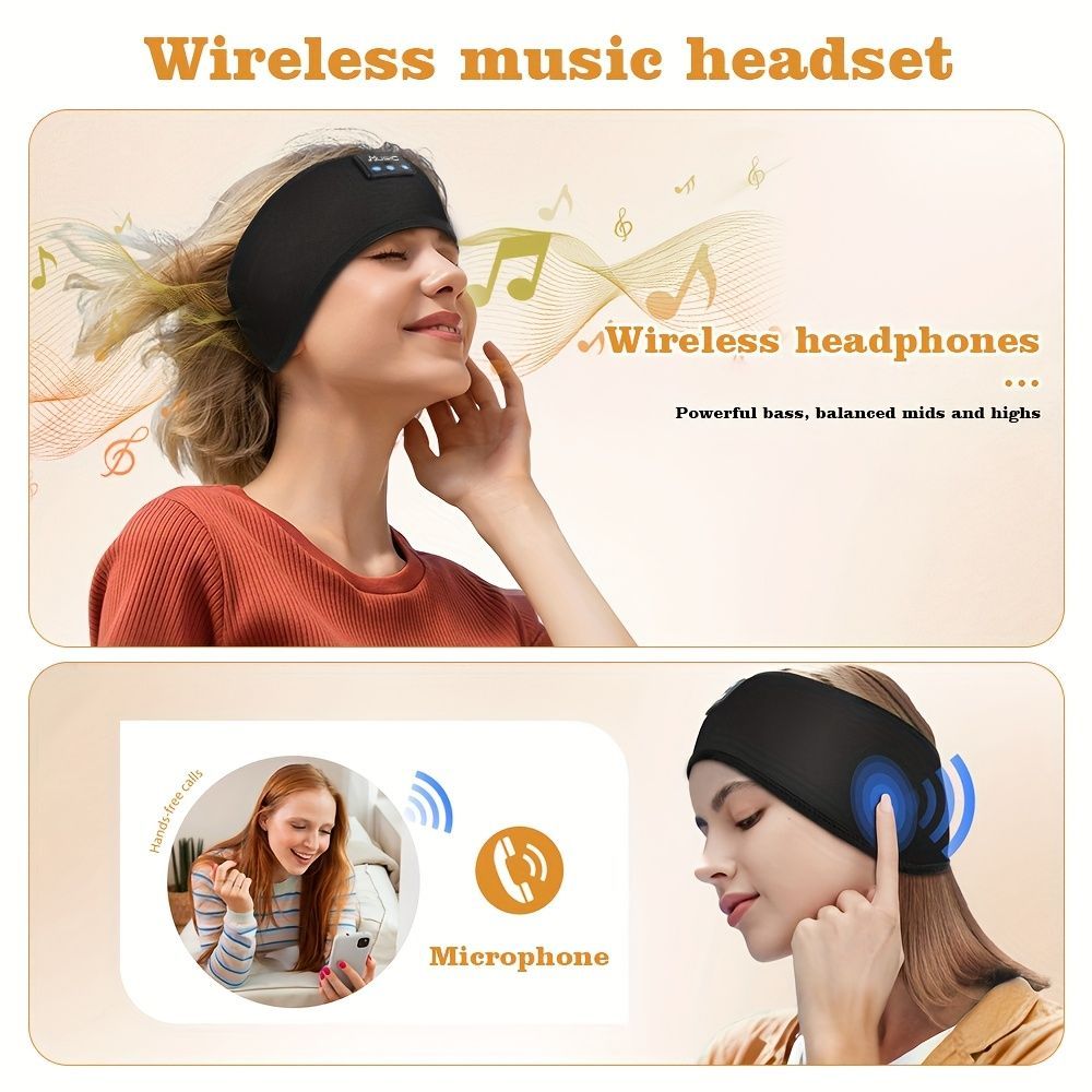 Wireless Sleep Headphones Headband Headphones Music Eye Mask Side Sleeper - Blue - Size 001
