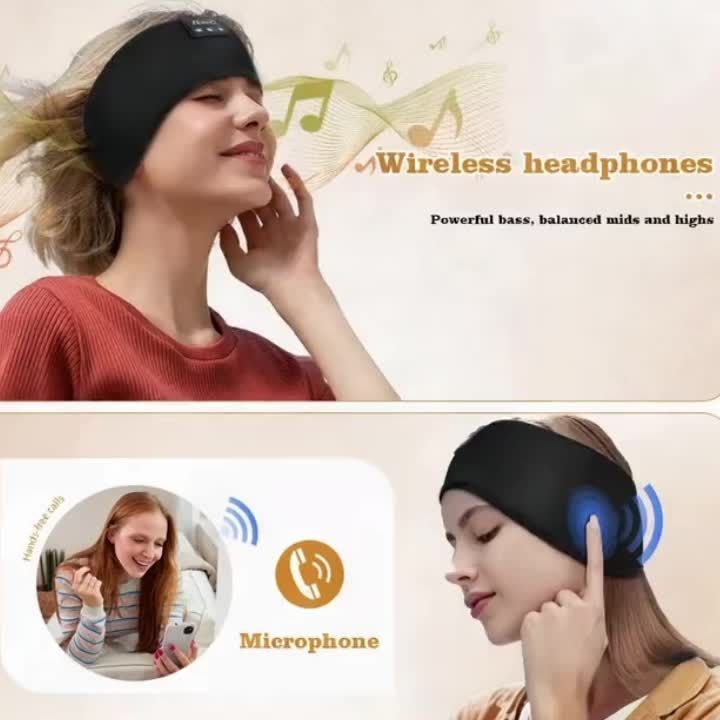 Wireless Sleep Headphones Headband Headphones Music Eye Mask Side Sleeper - Blue - Size 001