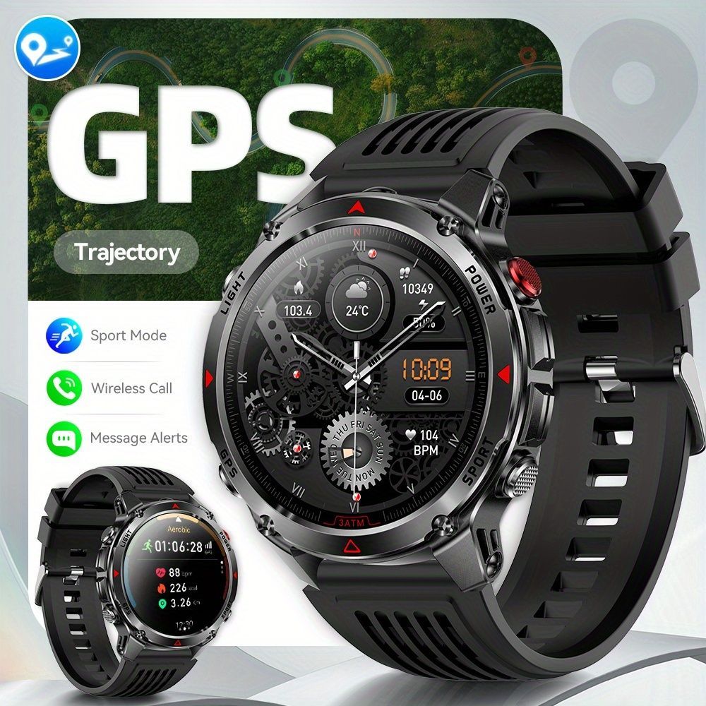 Men'S Outdoor Smart Watch GPS Sports Watch Water-Resistant Smart Watch Wireless - Black orange - Size 01