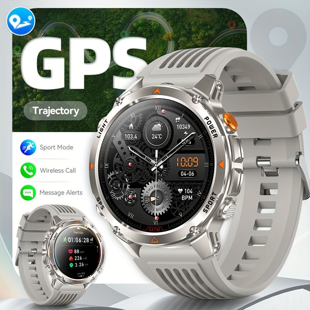 Men'S Outdoor Smart Watch GPS Sports Watch Water-Resistant Smart Watch Wireless - Black orange - Size 01