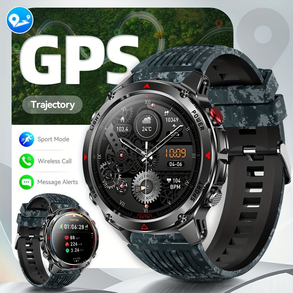 Men'S Outdoor Smart Watch GPS Sports Watch Water-Resistant Smart Watch Wireless - Black orange - Size 01