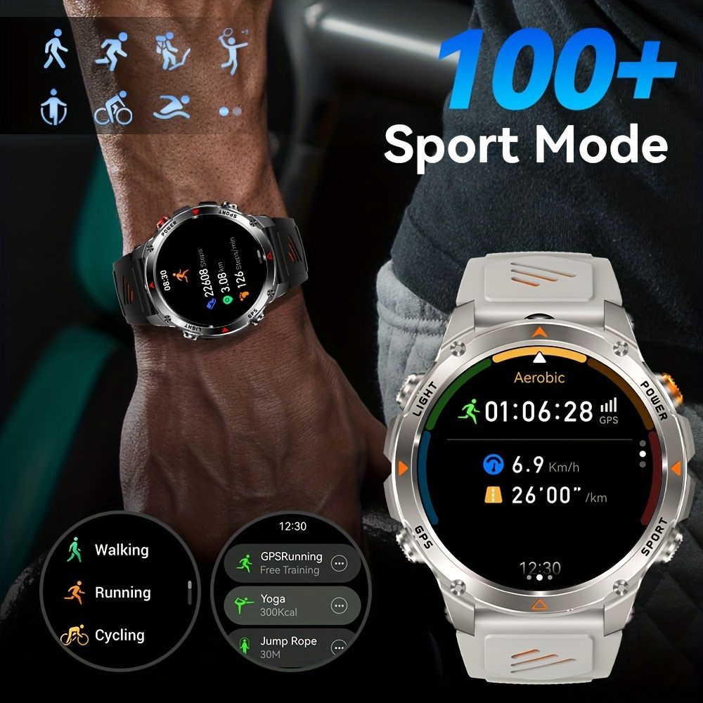 Men'S Outdoor Smart Watch GPS Sports Watch Water-Resistant Smart Watch Wireless - Black orange - Size 01
