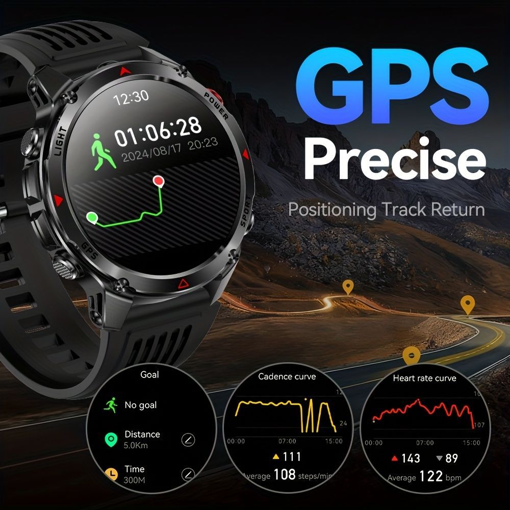 Men'S Outdoor Smart Watch GPS Sports Watch Water-Resistant Smart Watch Wireless - Black orange - Size 01