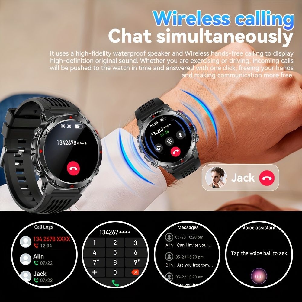 Men'S Outdoor Smart Watch GPS Sports Watch Water-Resistant Smart Watch Wireless - Gray - Size 01