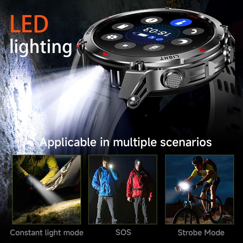 Men'S Outdoor Smart Watch GPS Sports Watch Water-Resistant Smart Watch Wireless - Gray - Size 01