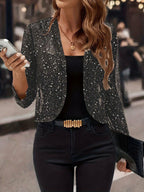 Sparkly Women'S Jacket Sheer Jacket Women'S Outerwear Fashion Jacket Glamorous - White - Size M