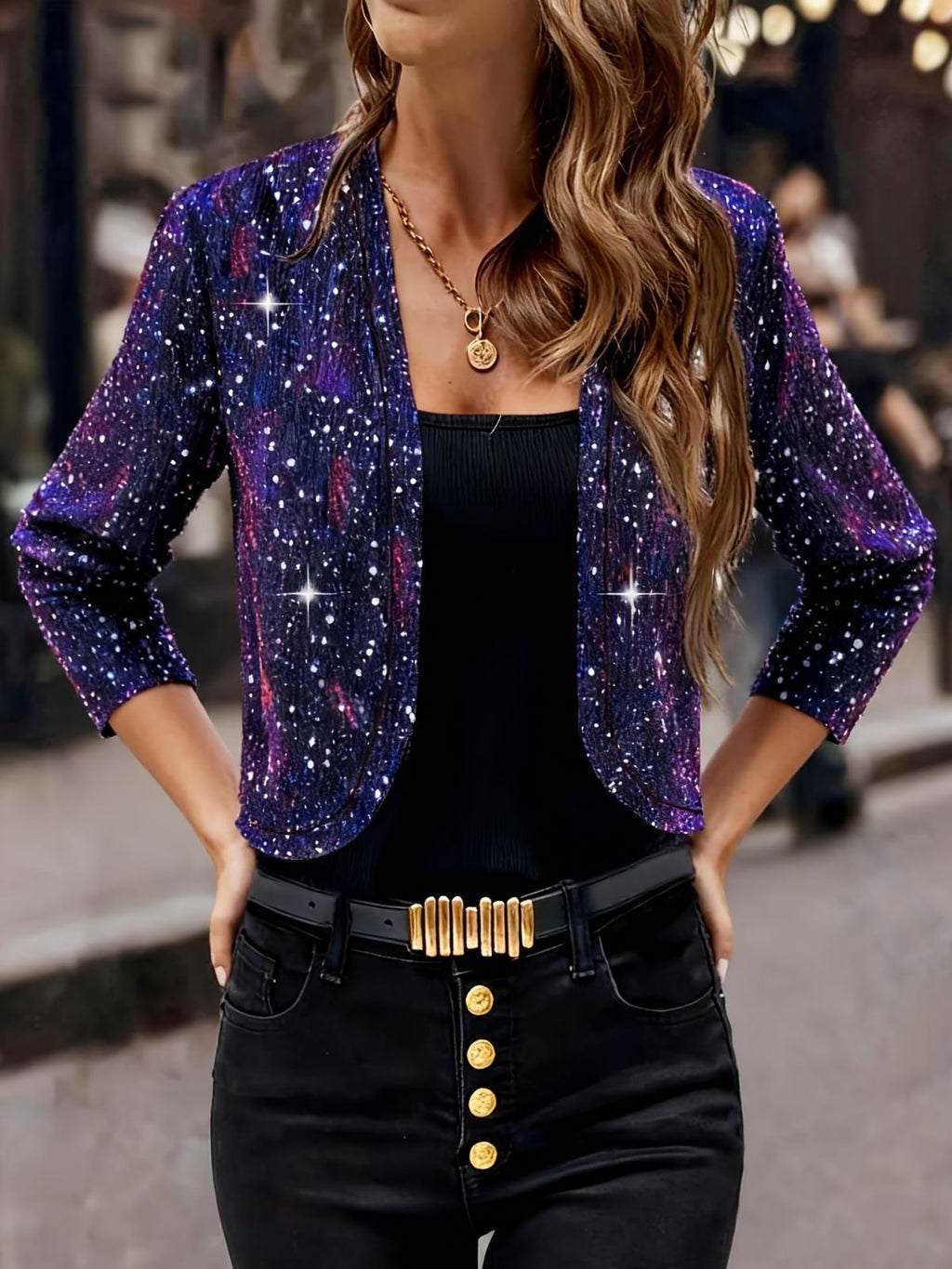 Sparkly Women'S Jacket Sheer Jacket Women'S Outerwear Fashion Jacket Glamorous - White - Size M