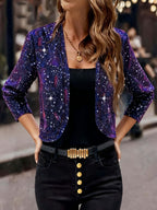 Sparkly Women'S Jacket Sheer Jacket Women'S Outerwear Fashion Jacket Glamorous - White - Size M