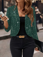 Sparkly Women'S Jacket Sheer Jacket Women'S Outerwear Fashion Jacket Glamorous - White - Size M
