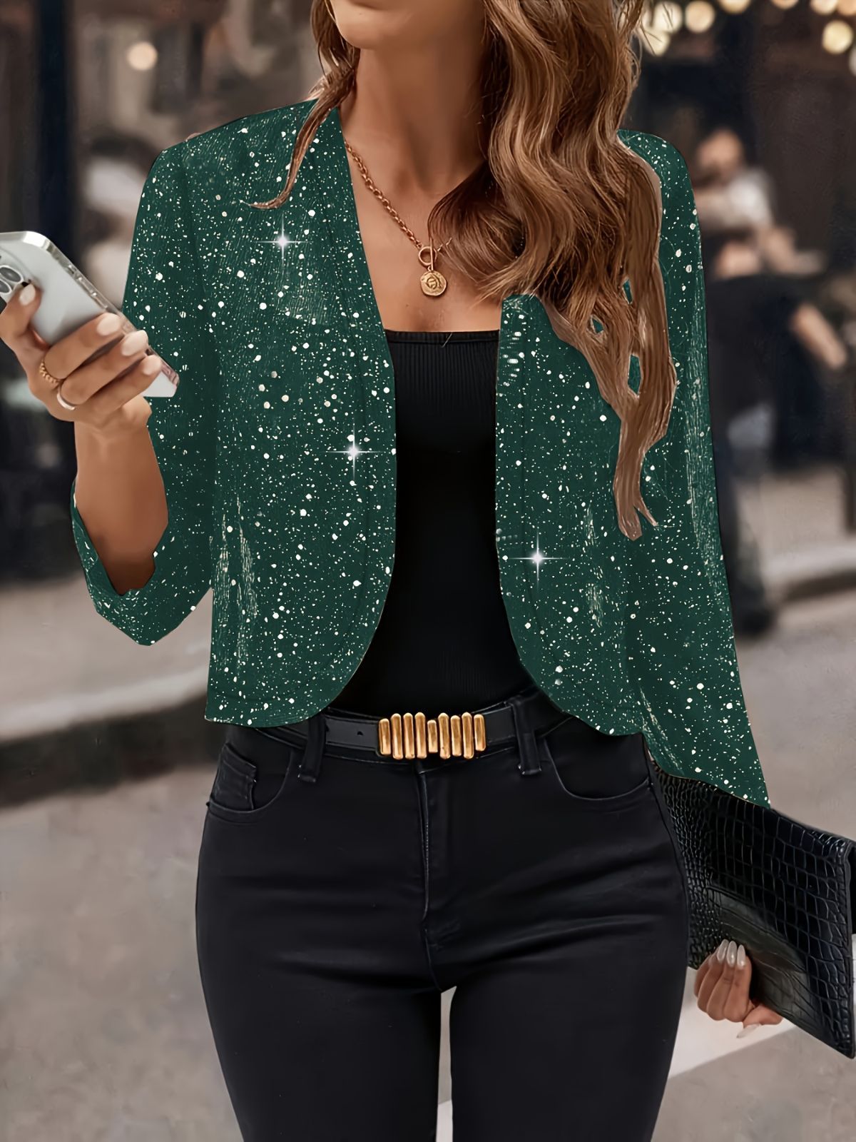 Sparkly Women'S Jacket Sheer Jacket Women'S Outerwear Fashion Jacket Glamorous - White - Size M