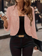 Sparkly Women'S Jacket Sheer Jacket Women'S Outerwear Fashion Jacket Glamorous - White - Size M