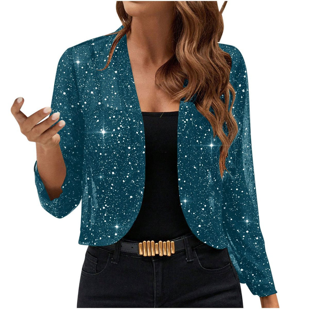 Sparkly Women'S Jacket Sheer Jacket Women'S Outerwear Fashion Jacket Glamorous - White - Size M