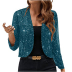 Sparkly Women'S Jacket Sheer Jacket Women'S Outerwear Fashion Jacket Glamorous - White - Size M