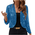 Sparkly Women'S Jacket Sheer Jacket Women'S Outerwear Fashion Jacket Glamorous - White - Size M