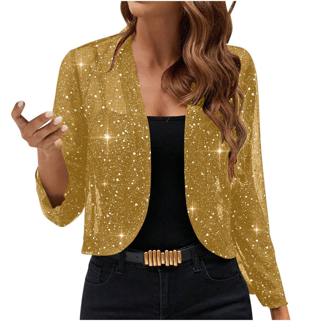 Sparkly Women'S Jacket Sheer Jacket Women'S Outerwear Fashion Jacket Glamorous - White - Size M