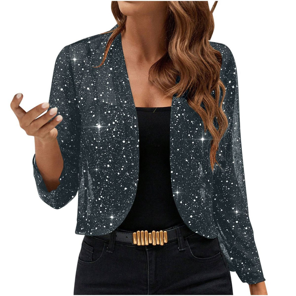 Sparkly Women'S Jacket Sheer Jacket Women'S Outerwear Fashion Jacket Glamorous - White - Size M