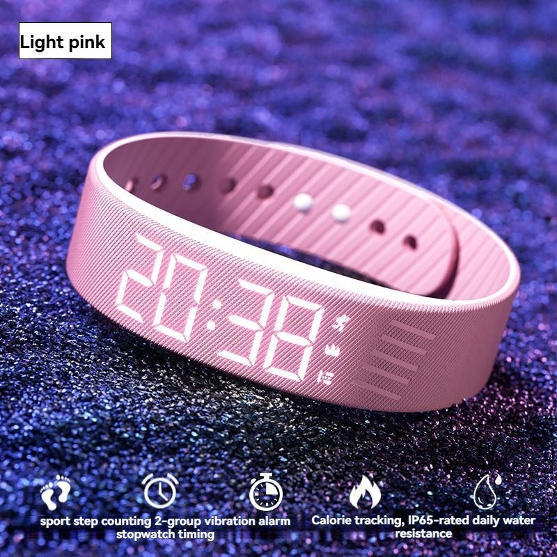 Women'S Watch Multifunctional Watch Alarm Watch Pedometer Watch Timer Watch - Morandi pink - Size 01