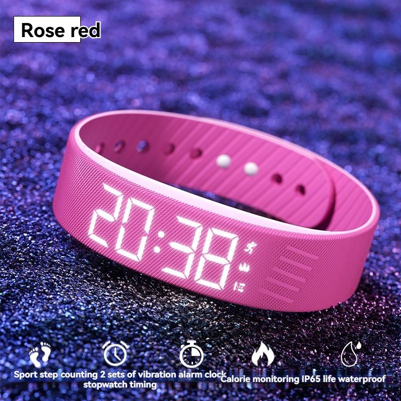Women'S Watch Multifunctional Watch Alarm Watch Pedometer Watch Timer Watch - Rose red - Size 01