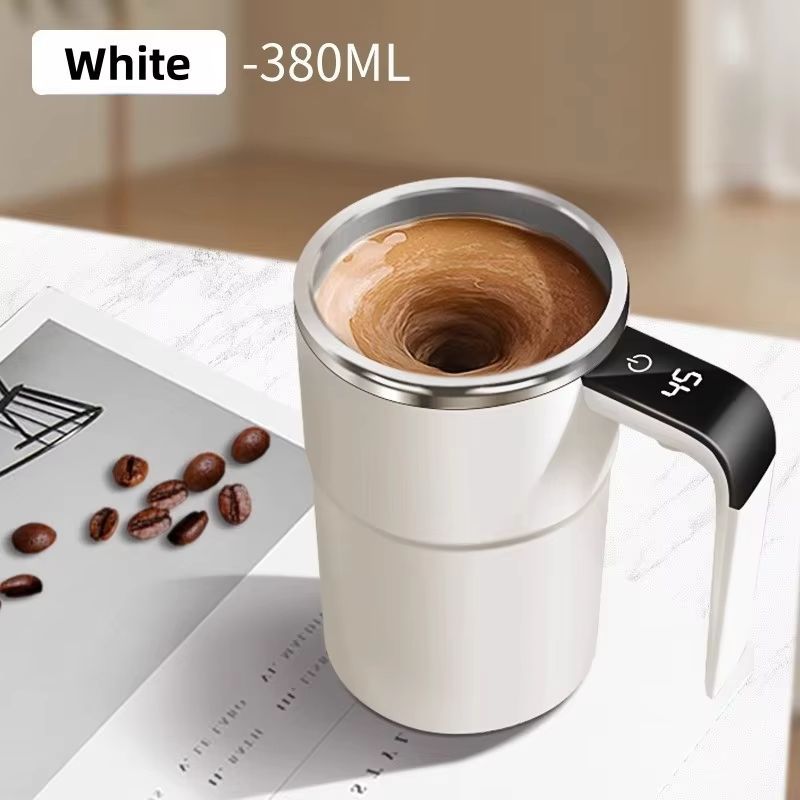 Self-Stirring Coffee Mug Automatic Stir Mug LED Temperature Mug Rechargeable - Beige - Size 380ML