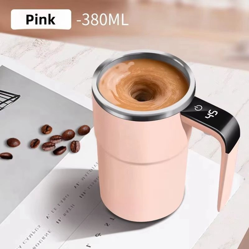 Self-Stirring Coffee Mug Automatic Stir Mug LED Temperature Mug Rechargeable - Beige - Size 380ML