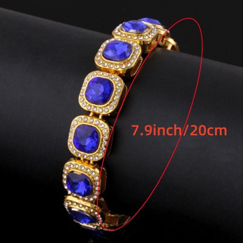 Men'S Watch Set Luxury Men'S Watch Artificial Gemstone Bracelet Cross Necklace - Red - Size 1