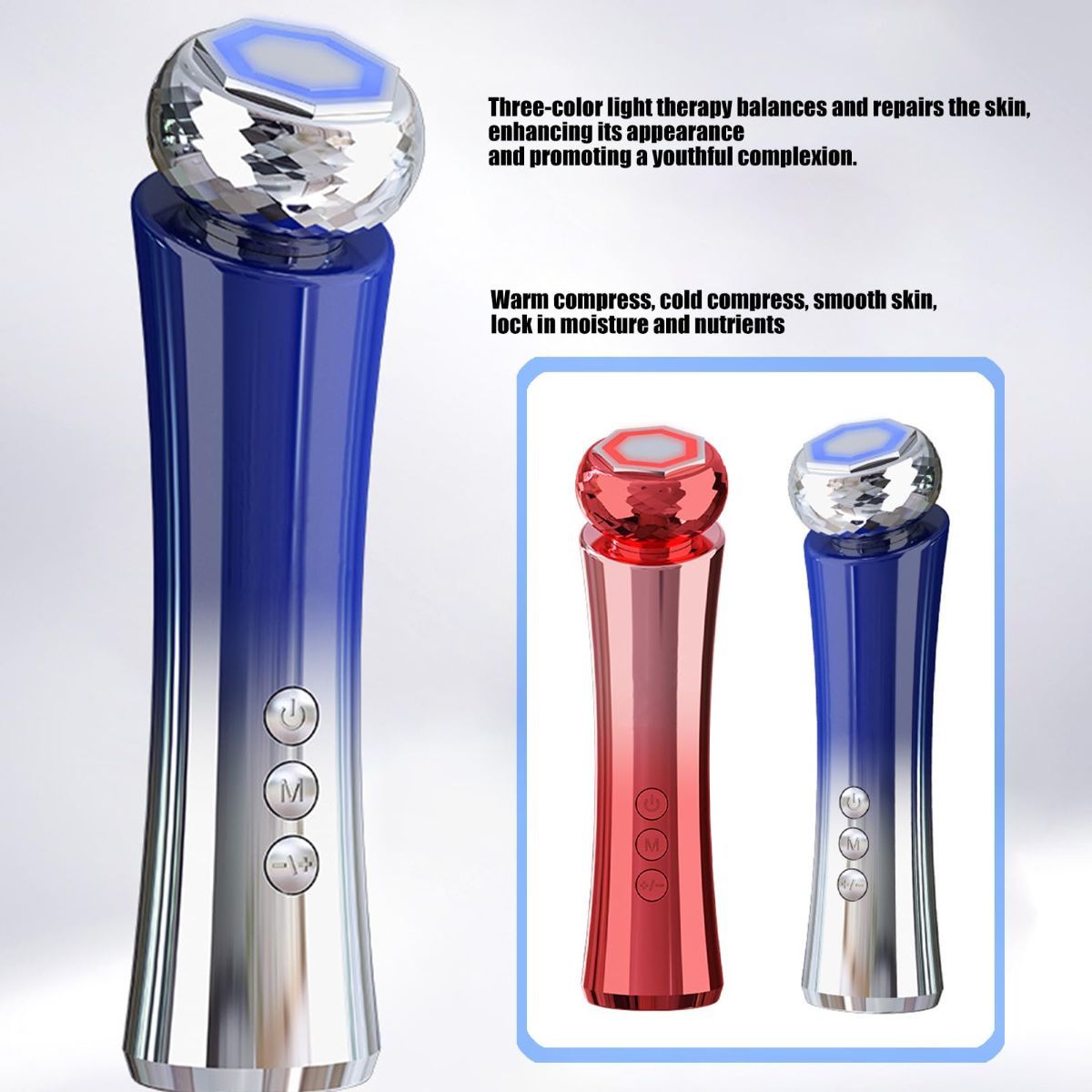 Mode Cooling and Warming Massage Tool with Silents Motor for Sensitives Skin and Tired Eye Relief Quiet Throb Massagers - Red - Size 15cm