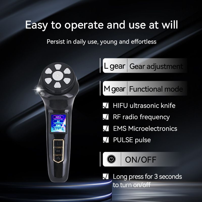 Facial Massager Device – Skin Care Tool for Anti-Aging– Face Lifting & Toning Massager for Hydration & Radiance – Home Spa for Women (Black)