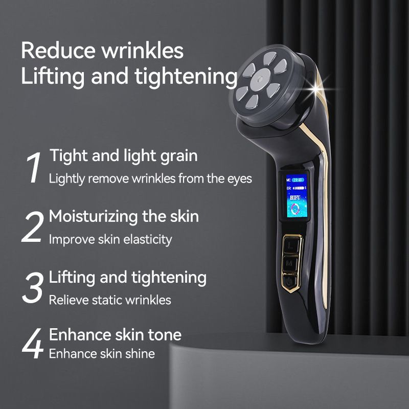 Facial Massager Device – Skin Care Tool for Anti-Aging– Face Lifting & Toning Massager for Hydration & Radiance – Home Spa for Women (Black)