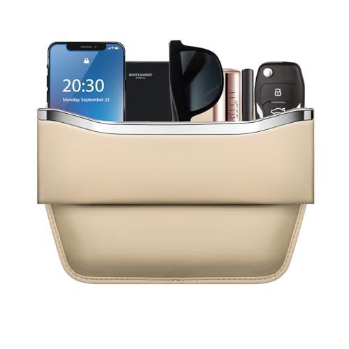 2Pack Car Seat Gap Filler Organizer - Leather Console Side Pocket Seat Storage - Stylish and Practical Car Accessories for Cars,SUV,Truck - Brown - Size 2 Pack