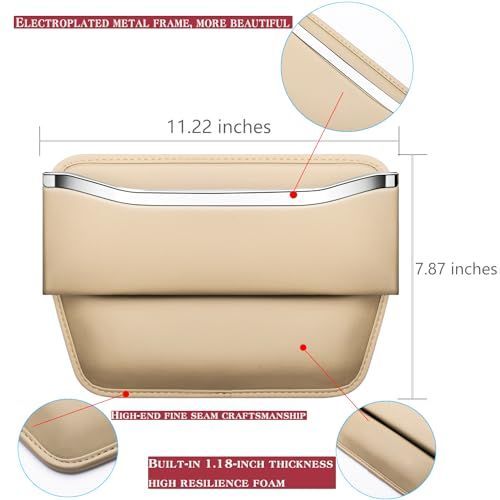 2Pack Car Seat Gap Filler Organizer - Leather Console Side Pocket Seat Storage - Stylish and Practical Car Accessories for Cars,SUV,Truck - Brown - Size 2 Pack