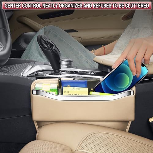 2Pack Car Seat Gap Filler Organizer - Leather Console Side Pocket Seat Storage - Stylish and Practical Car Accessories for Cars,SUV,Truck - Brown - Size 2 Pack