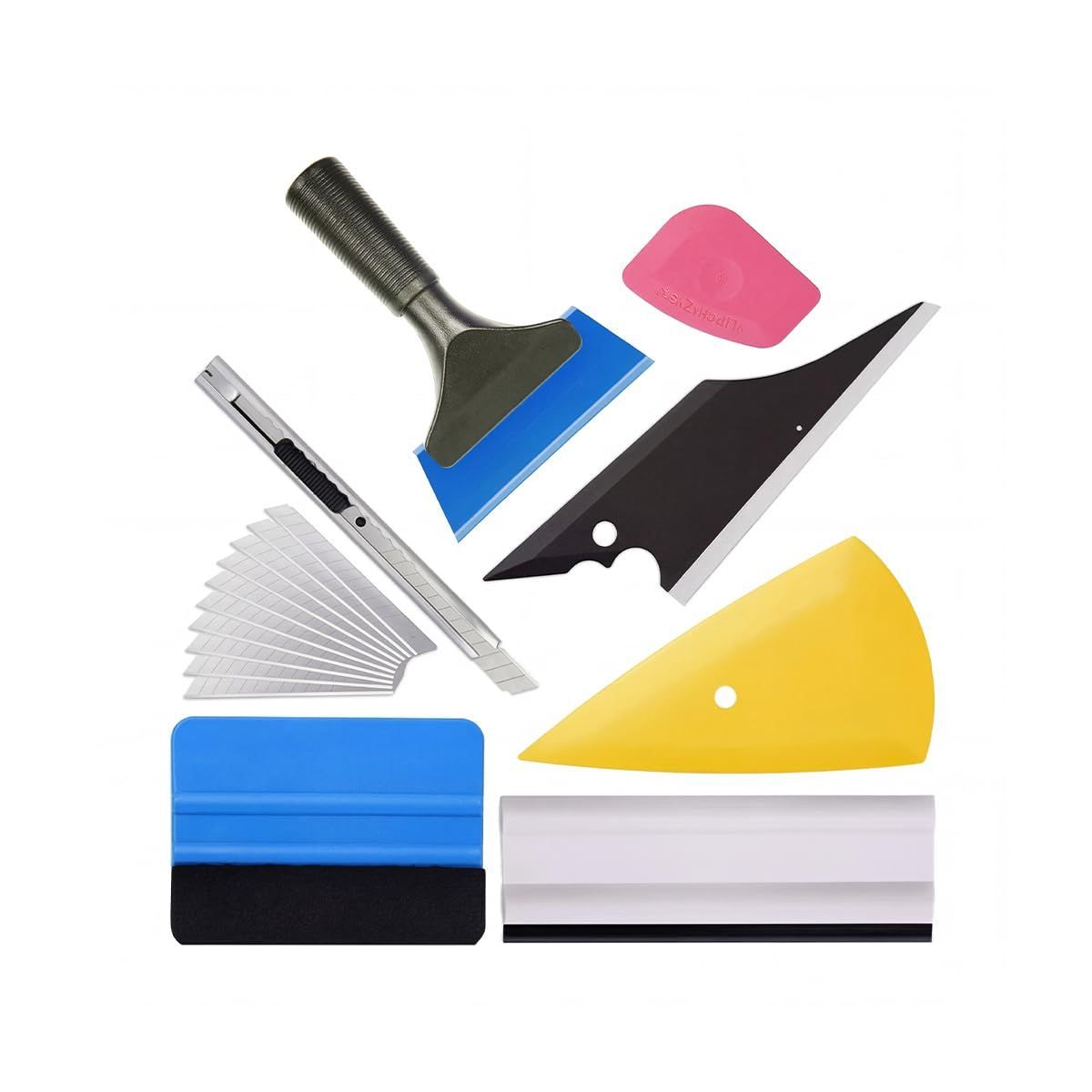 35Pcs Car Window Tint Kits, Automotive Glass Protective Film Tinting Tool with Squeegee Cutting Knife, Vehicle Window Vinyl Wrapping Installation Tint Set, Universal Fit - Multi-color - Size 35 Pcs