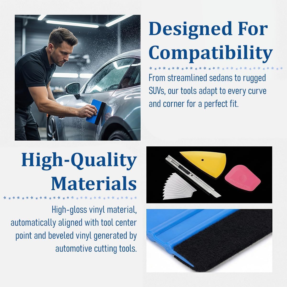 35Pcs Car Window Tint Kits, Automotive Glass Protective Film Tinting Tool with Squeegee Cutting Knife, Vehicle Window Vinyl Wrapping Installation Tint Set, Universal Fit - Multi-color - Size 35 Pcs