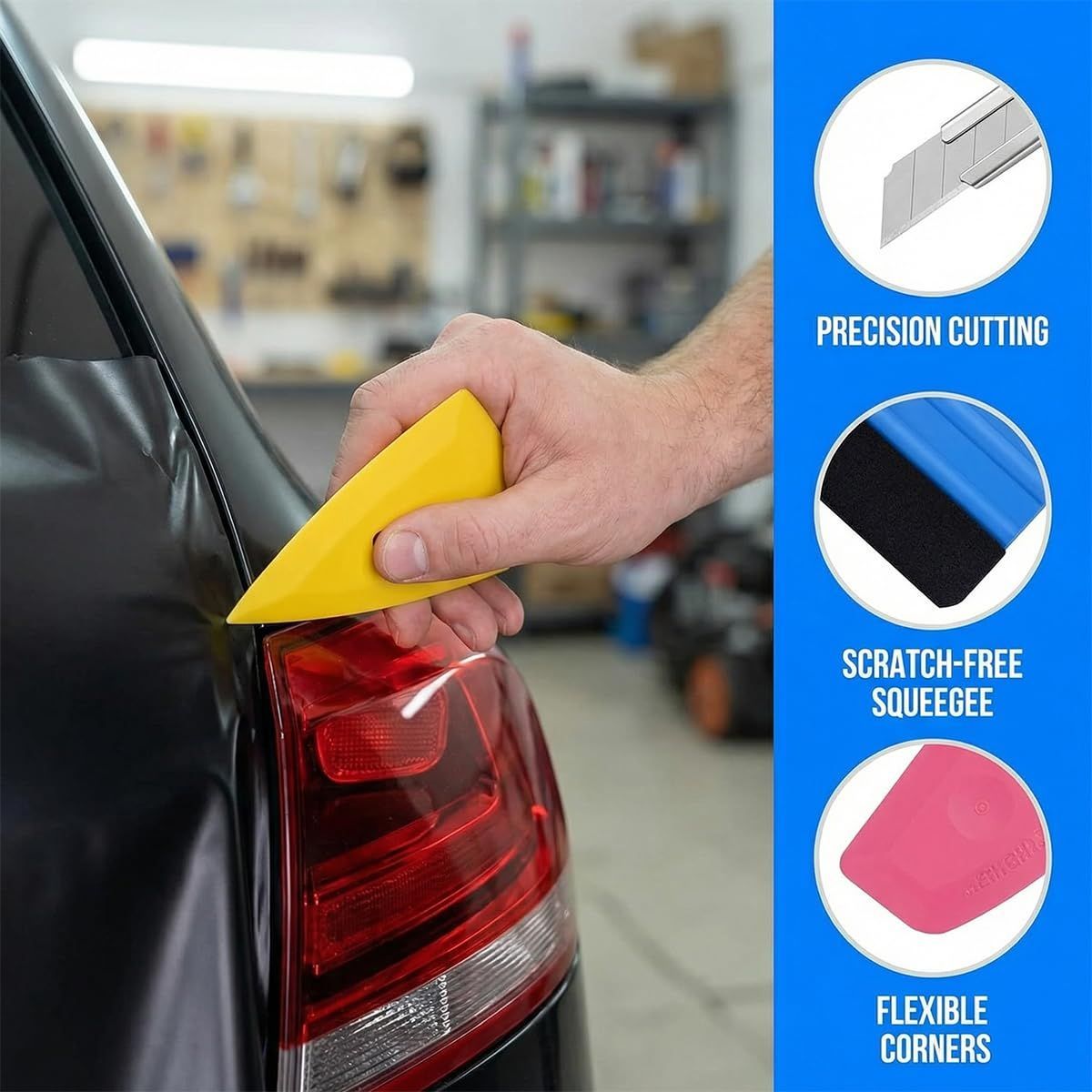 35Pcs Car Window Tint Kits, Automotive Glass Protective Film Tinting Tool with Squeegee Cutting Knife, Vehicle Window Vinyl Wrapping Installation Tint Set, Universal Fit - Multi-color - Size 35 Pcs