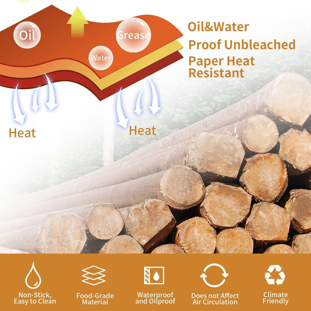 100-Pack Air Fryer Paper Liners – Rectangular Bowl-Style, Unbleached Kraft Paper, Heat-Resistant & Grease-Proof, Compatible with Most Dual-Basket Air Fryers, Ovens, Microwaves, and Instant Pots—Single-Use Convenience for Easy Cleanup (Brown)