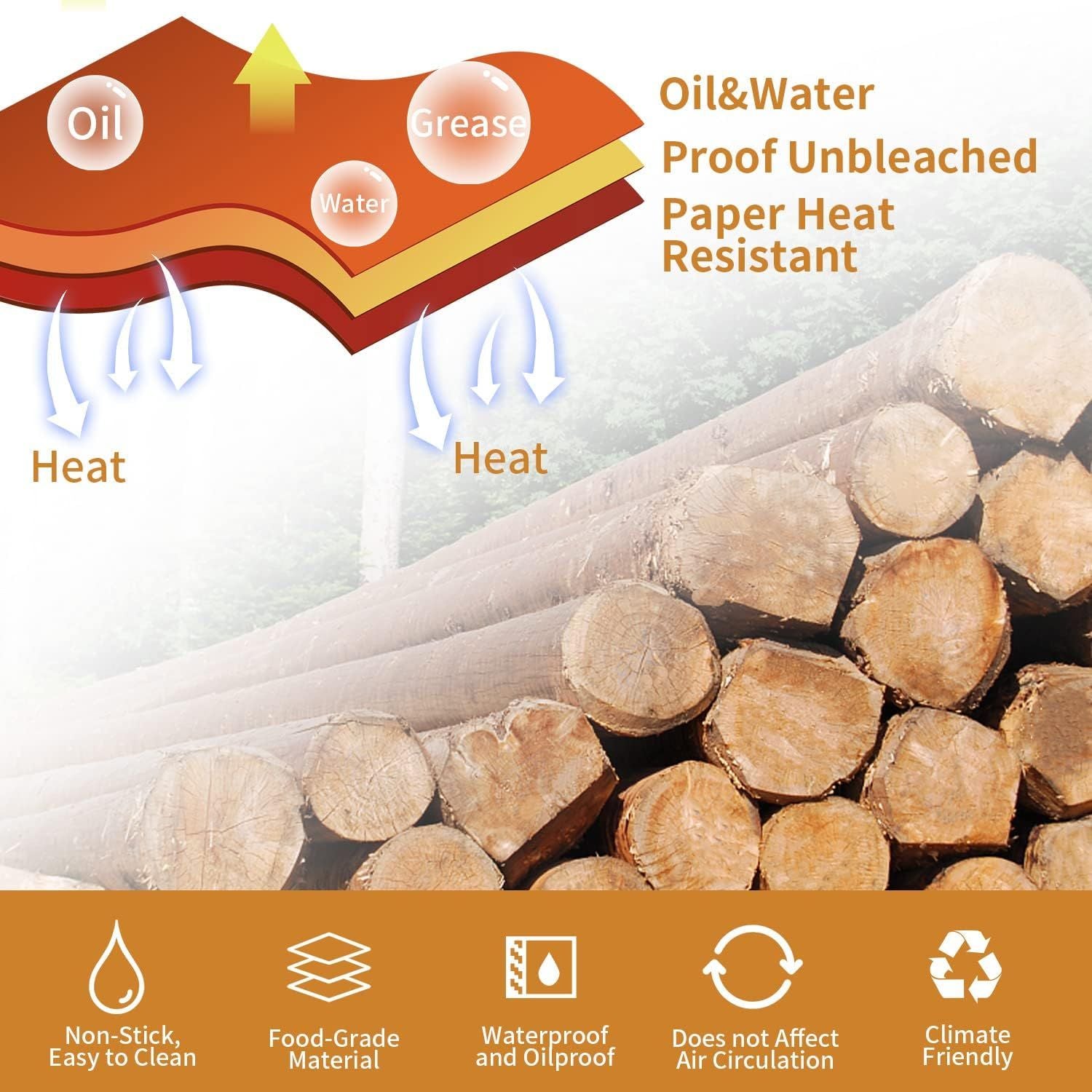 100-Pack Air Fryer Paper Liners – Rectangular Bowl-Style, Unbleached Kraft Paper, Heat-Resistant & Grease-Proof, Compatible with Most Dual-Basket Air Fryers, Ovens, Microwaves, and Instant Pots—Single-Use Convenience for Easy Cleanup (Brown)