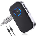 Bluetooth 5.3 Audio Receiver with Mic – Wireless AUX Adapter for Car Stereo, Speakers & Headphones, CVC8.0 Noise Cancellation, Dual Pairing, 16H Battery (Black)