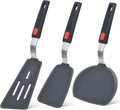 3-Piece Silicone Spatula Set with Stainless Steel Core, 600°F Heat Resistant Turner for Nonstick Cookware, Flexible Kitchen Utensils for Eggs, Fish, Pancakes, Burgers (Black)