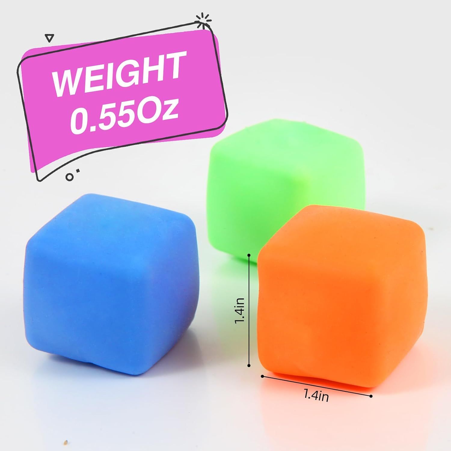 24 PCS Slow Rising Stress Cubes for Office & Classroom – Soft TPR Sensory Fidget Toys to Relieve Anxiety (Multicolor)